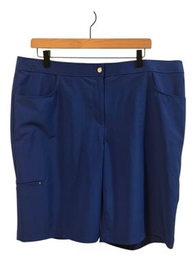 Weekend By Chicos Royal Blue Stretchy Lightweight Bermuda Shorts Size 3 XL 16